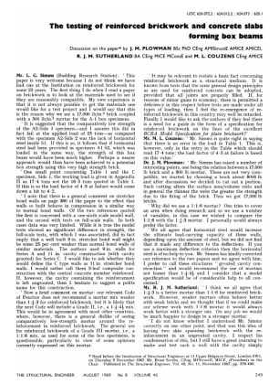 The Testing of Reinforced Brickwork and Concrete Slabs Forming Box Beams. Discussion on the paper by
