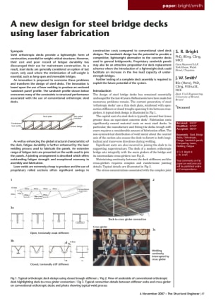A new design for steel bridge decks using laser fabrication