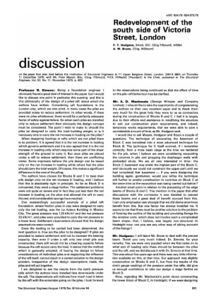 Discussion on Redevelopment of the South Side of Victoria Street, London by F.T. Hodgson and A.W. Br