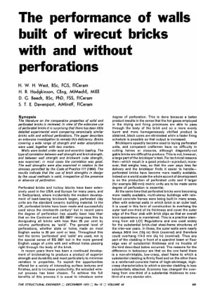 The Performance of Walls Built of Wirecut Bricks Built With and Without Perforations
