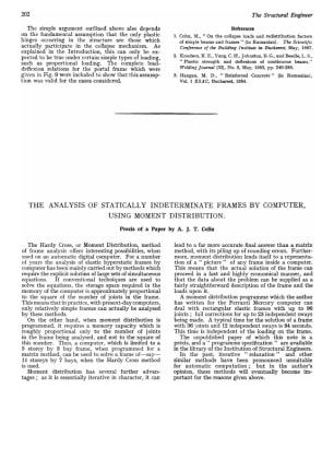 The Analysis of Statically Indeterminate Frames by Computer, using Moment Distribution. Precis of a 