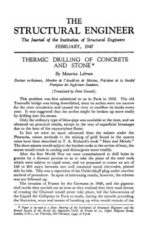Thermic Drilling of Concrete and Stone