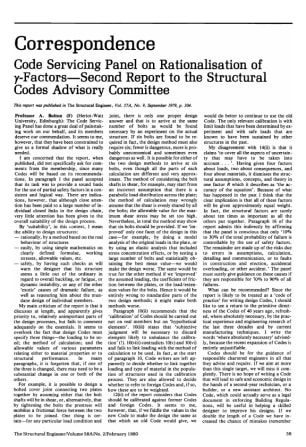 Correspondence on Code Servicing Panel on Rationalisation of y-Factors-Second Report to the Structur