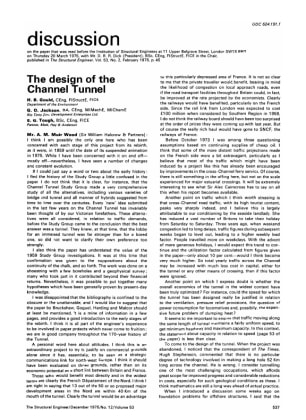 Discussion on the Design of the Channel Tunnel by H.B. Gould, G.O. Jackson and S.G. Tough