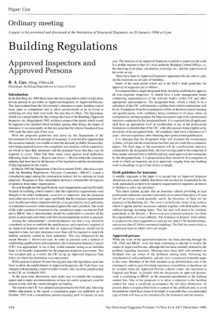 Building Regulations. Approved Inspectors and Approved Persons