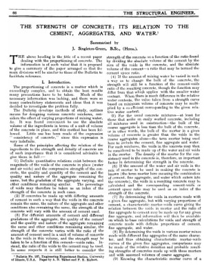 The Strength of Concrete; its Relation to the Cement, Aggregates and Water