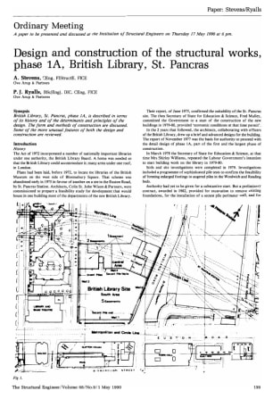 Design and Construction of the Structural Works, Phase 1A, British Library, St. Pancras