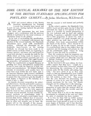 Some Critical Remarks on the New Edition of the British Standard Specification for Portland Cement