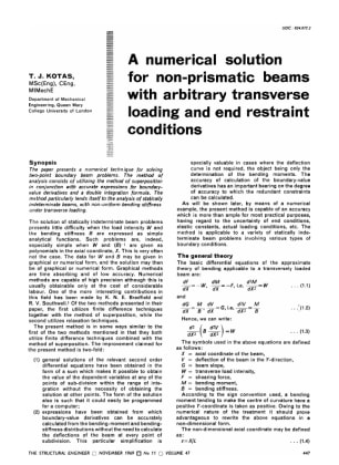 A Numerical Solution for Non-Prismatic Beams with Arbitrary Transverse Loading and End Restraint Con
