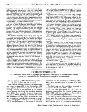 Correspondence L.C.C. Code of Practice