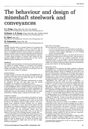 The Behaviour and Design of Mineshaft Steelwork and Conveyances
