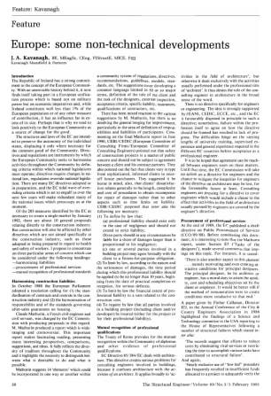 Europe: Some Non-Technical Developments