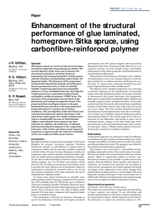 Enhancement of the structural performance of glue laminated, homegrown Sitka spruce, using carbonfib