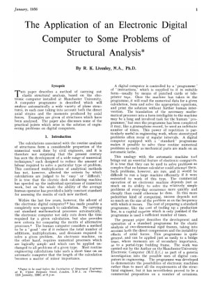 The Application of an Electronic Digital Computer to Some Problems of Structural Analysis 