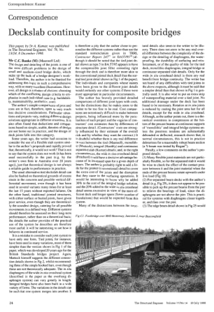 Correspondence on Deckslab Continuity for Composite Bridges by Dr. A. Kumar