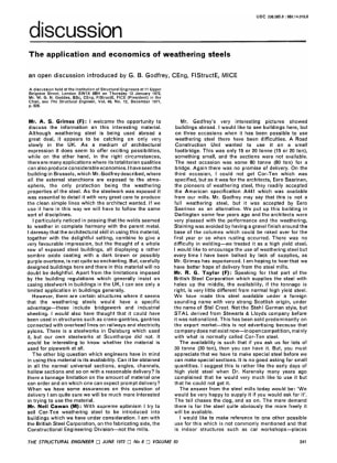Discussion The Application and Economics of Weathering Steels 