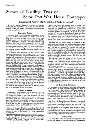 Survey of Loading Tests on Some Post-War House Stereotypes. Discussion of Paper by Mr.  A. Short and