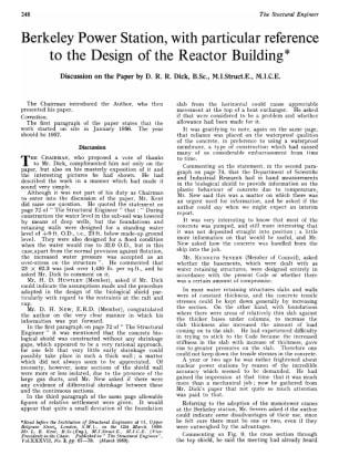 Berkeley Power Station, with particular reference to the Design of the Reactor Building Discussion o