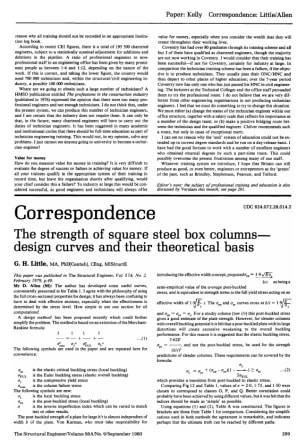Correspondence on The Strength of Square Steel Box Columns - Design Curves and their Theoretical Bas