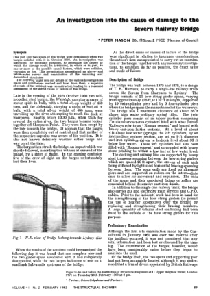 An investigation into the cause of damage to the Severn Railway Bridge