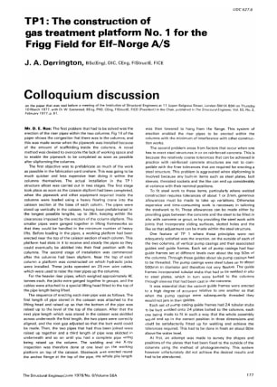 Colloquium Discussion on TP1: The Construction of Gas Treatment PlatformNo. 1 for the Frigg Field fo