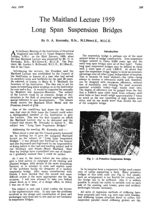 The Maitland Lecture 1959 Long Span Suspension Bridges