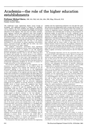 Academia - the Role of the Higher Education Establishments