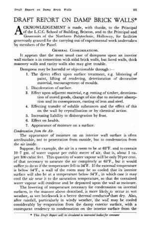 Draft Report on Damp Brick Walls