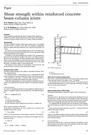 Shear Strength Within Reinforced Concrete Beam-Column Joints