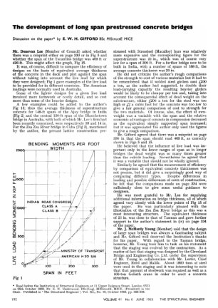 The development of long span prestressed concrete bridges Discussion on the paper by E. W. H. Giffor