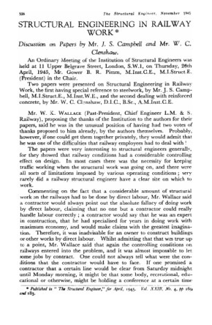 Structural Engineering in Railway Work. Discussion on Papers by Mr. J.S. Campbell and Mr. W.C. Clens
