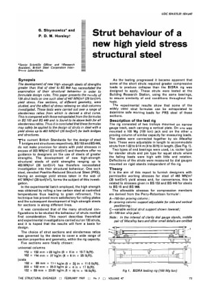 Strut Behaviour of a New High Yield Stress Structural Steel