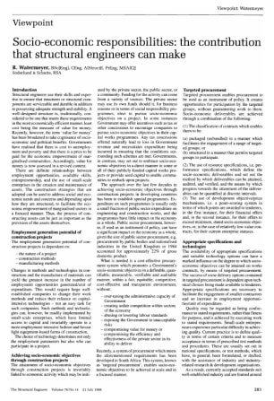 Socio-Economic Responsibilities: the Contribution that Structural Engineers can Make