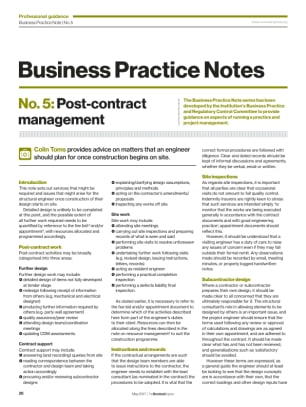 Business Practice Note No. 5: Post-contract management