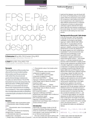 FPS E-Pile Schedule for Eurocode design