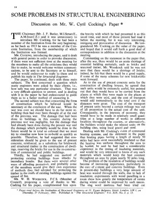 Some Problems in Structural Engineering.  Discussion on Mr. W. Cyril Cocking’s Paper