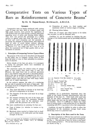 Comparative Tests on Various Types of Bars as Reinforcement of Concrete Beams