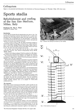 Colloquium. Sports Stadia. Refurbishment and Roofing of the San Siro Stadium, Milan, Italy