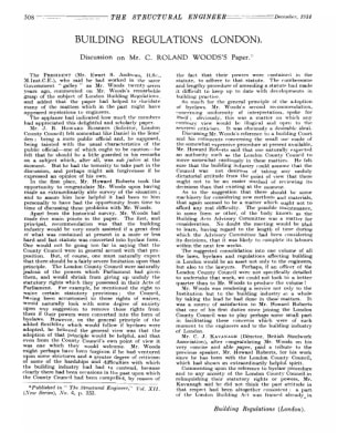 Building Regulations (London) Discussion on Mr. C. Roland Woods's Paper