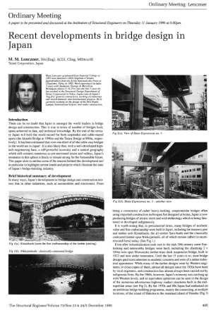 Recent Developments in Bridge Design in Japan