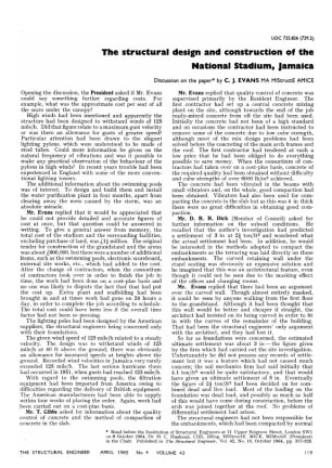 The Structural Design and Construction of the National Stadium, Jamaica. Discussion on the paper by 