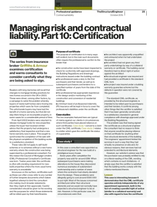 Managing risk and contractual liability. Part 10: Certification