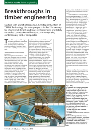 Breakthroughs in timber engineering