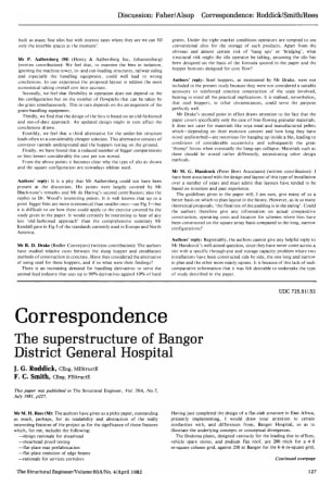Correspondence on the Superstructure of Bangor District General Hospital  by J.G. Roddick and F.C. S