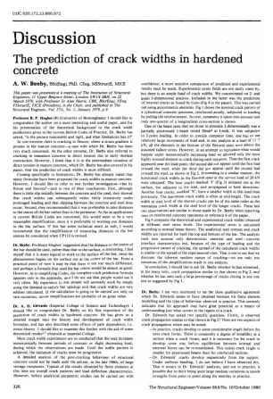 Discussion on The Prediction of Crack Widths in Hardened Concrete by A.W. Beeby
