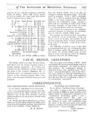 Correspondence New British Steel Beam Sections and Fineness of Particles