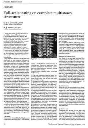 Full-Scale Testing on Complete Multistorey Structures