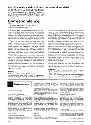 Correspondence on Yield Line Analysis of Reinforced Concrete Skew Slabs under Highway Bridge Loading