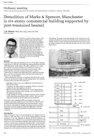 Demolition of Marks and Spencer, Manchester (a Six-Storey Commercial Building Supported by Post-Tens