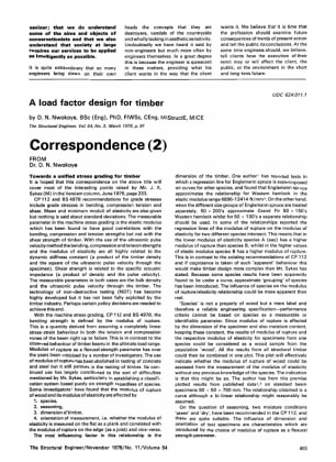 Correspondence (2) on A Load Factor Design for Timber by D.N. Nwokoye